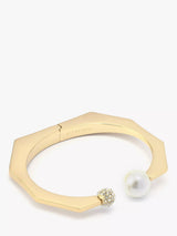 John Lewis AllSaints Pearl and Pavé Ball Cuff Bracelet, Shiny Gold- Buy online at McGrocer