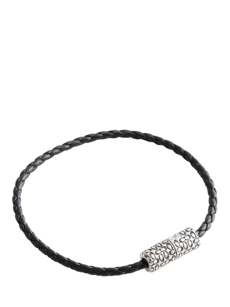 Coach antique silver leather woven bracelet, UK version