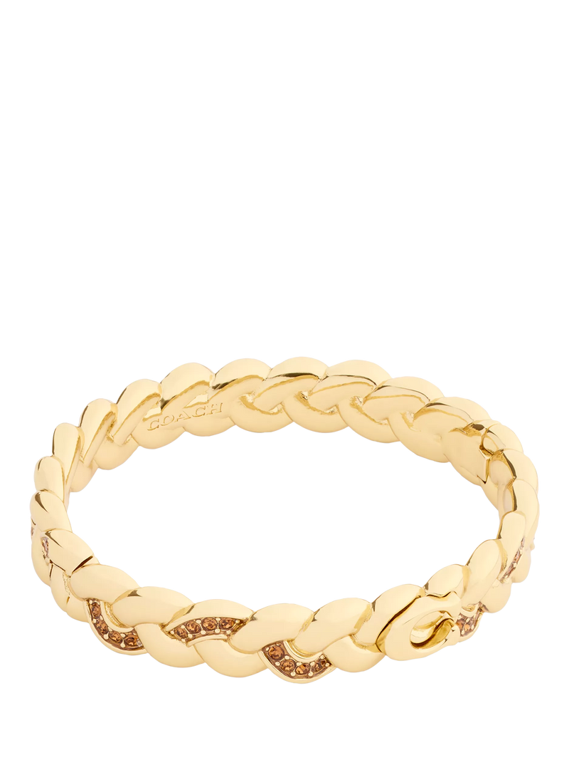 Coach braided gold bangle bracelet with cubic zirconia (British brand)