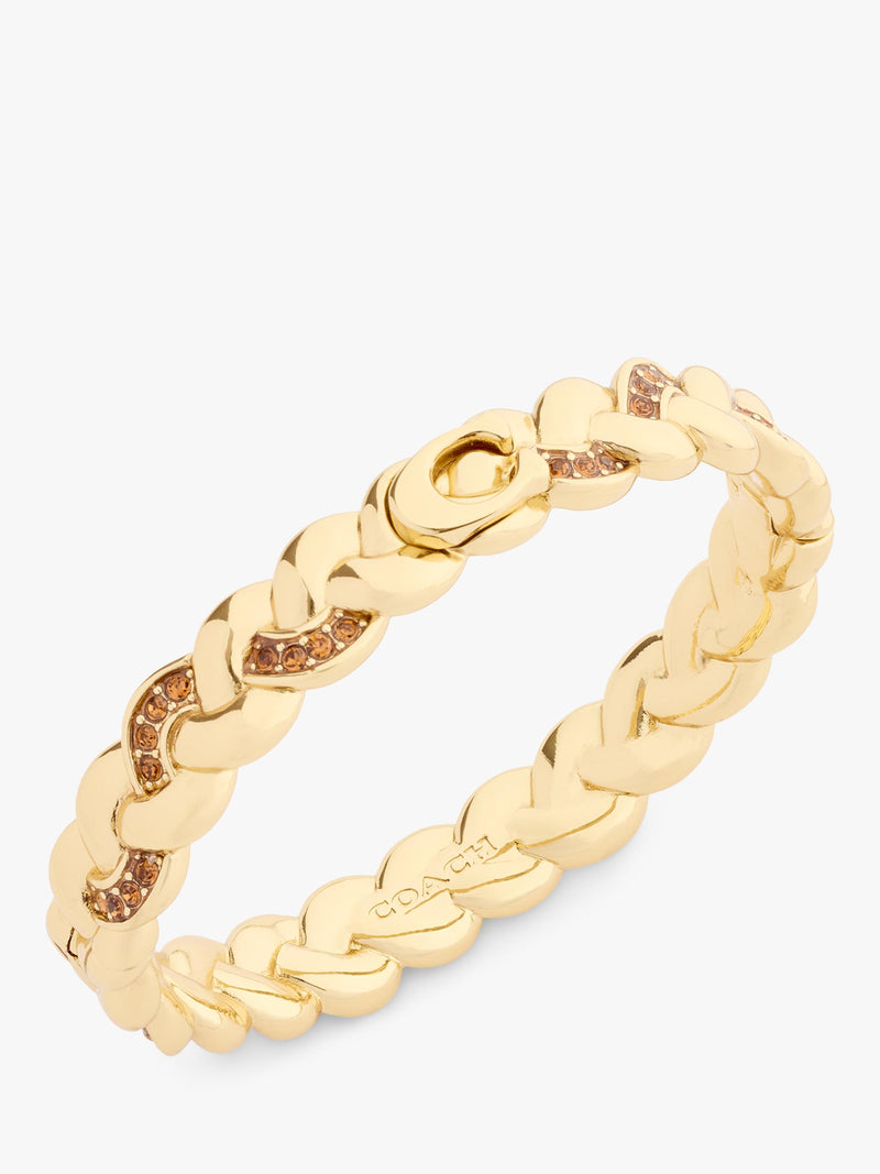 Coach braided gold bangle bracelet with cubic zirconia (British brand)