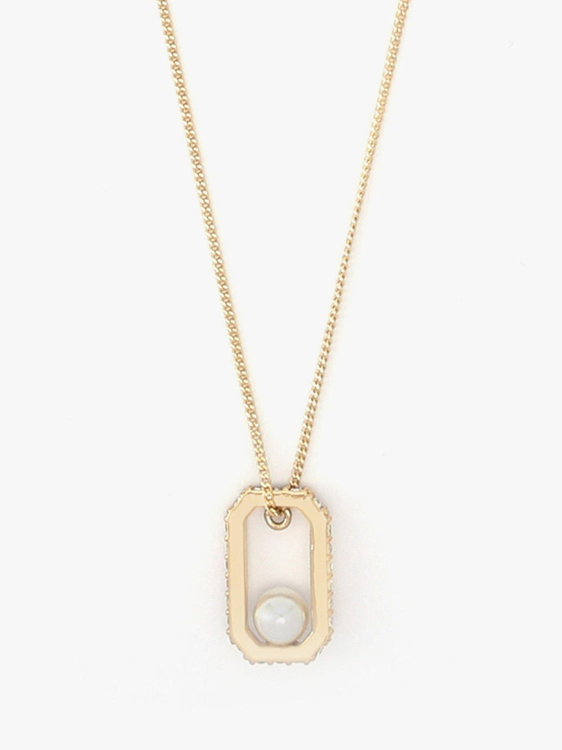 AllSaints pearl and crystal hexagon necklace shiny gold, UK version