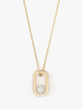 AllSaints pearl and crystal hexagon necklace shiny gold, UK version