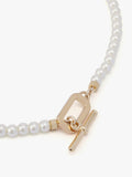 AllSaints pearl strand necklace in shiny gold, UK version