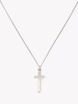 John Lewis AllSaints Sterling Silver Curb Chain Cross Pendant Necklace, Shiny Silver, 58.4cm- Buy online at McGrocer