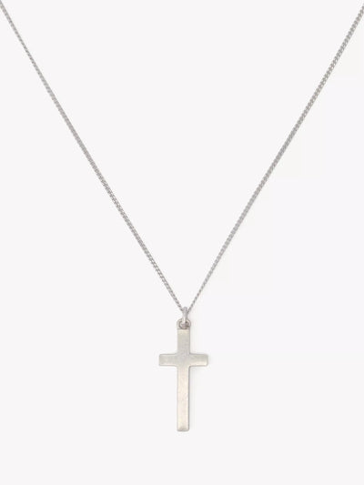 John Lewis AllSaints Sterling Silver Curb Chain Cross Pendant Necklace, Shiny Silver, 58.4cm- Buy online at McGrocer