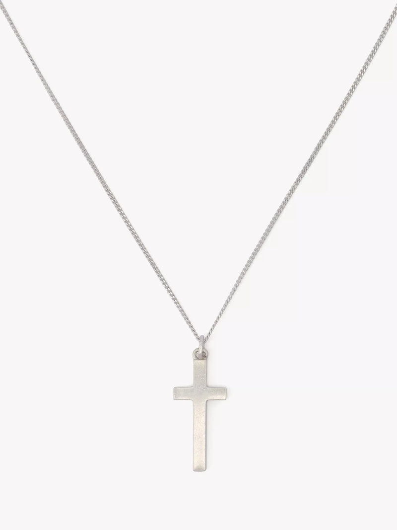 AllSaints cross pendant silver curb chain necklace (British brand)