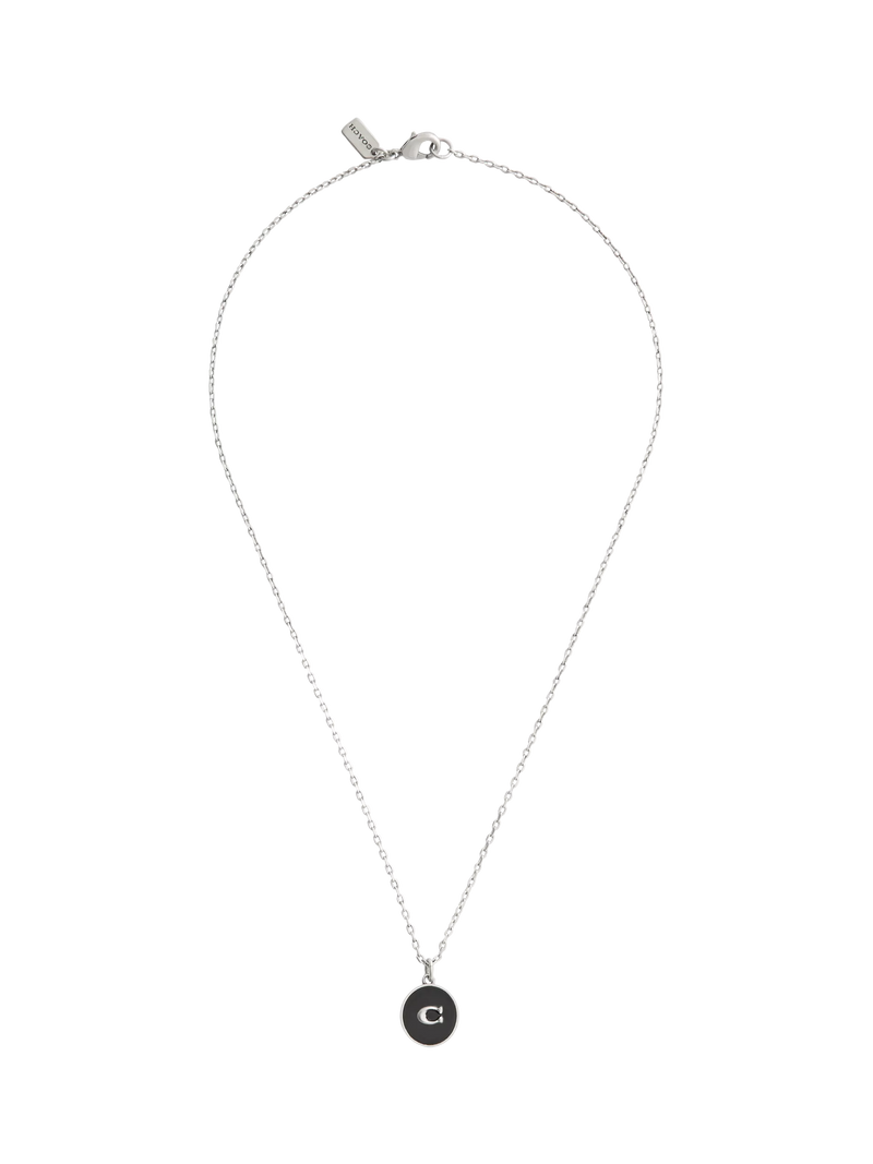 Coach pendant necklace antique silver C motif chain - British product