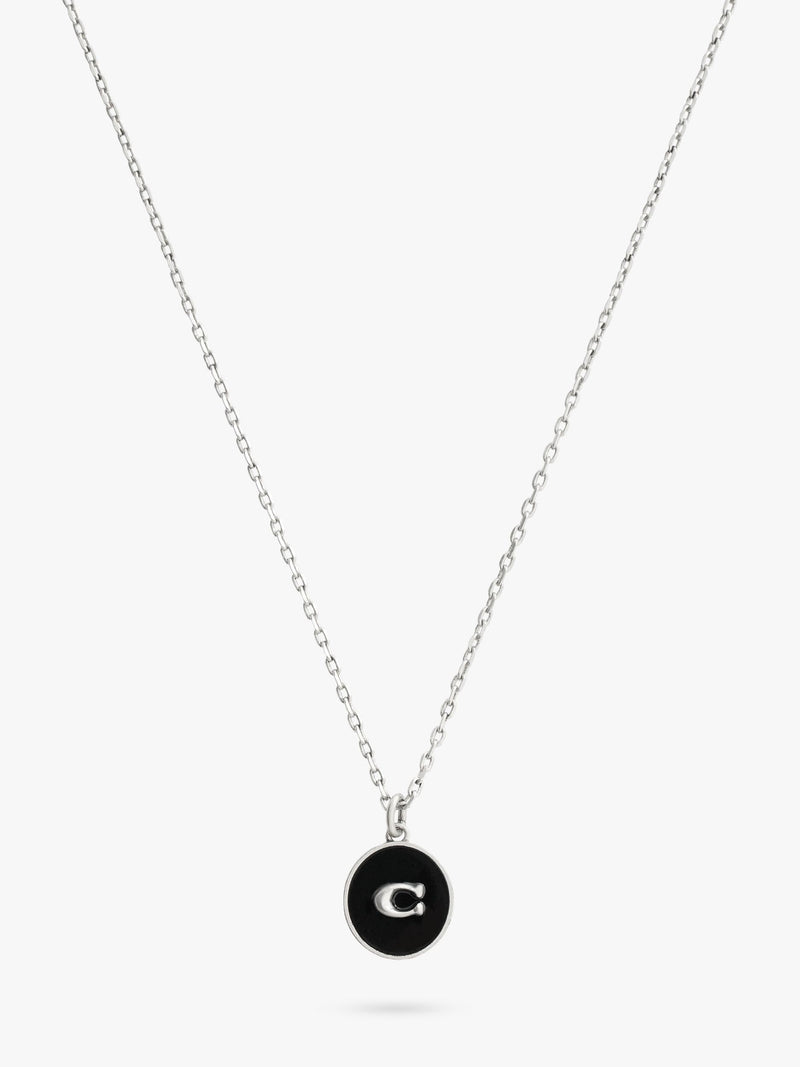 Coach pendant necklace antique silver C motif chain - British product