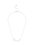 Coach name plate pendant necklace in rhodium, UK version