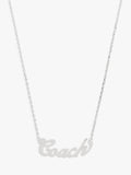 Coach name plate pendant necklace in rhodium, UK version