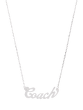 Coach name plate pendant necklace in rhodium, UK version