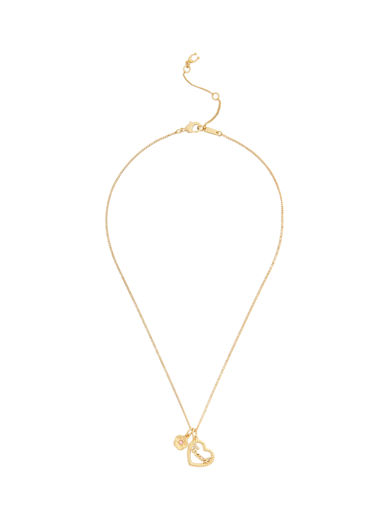 Coach necklace textured gold heart pendant gold toned (British brand)