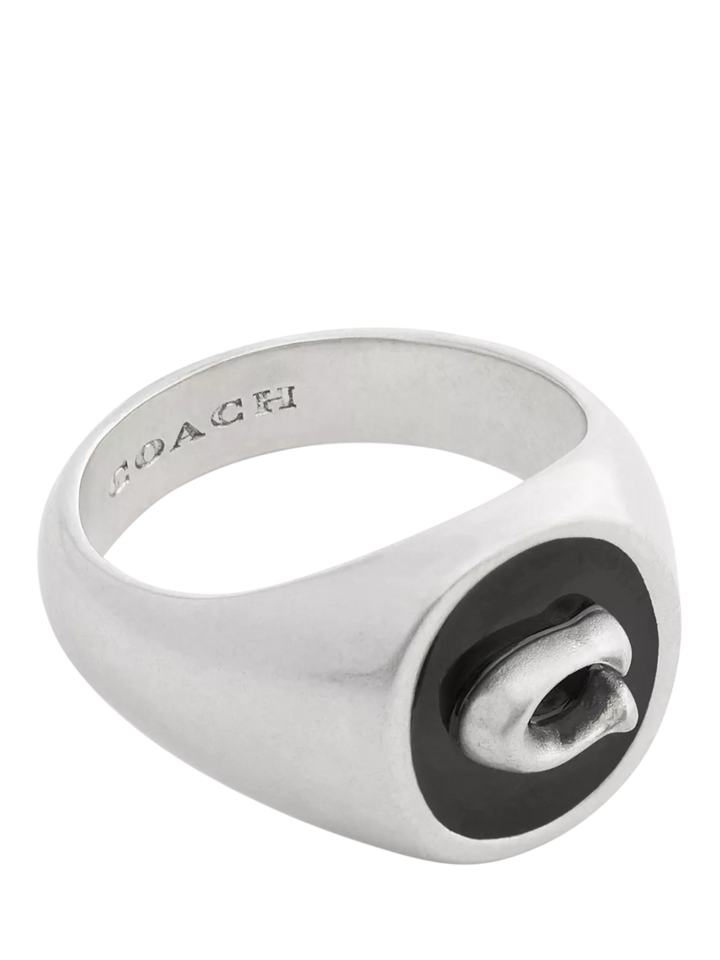 Coach signet ring antique silver size O, UK version