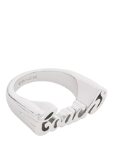 John Lewis Coach Name Plate Ring, Rhodium, UK Ring Size O- Buy online at McGrocer