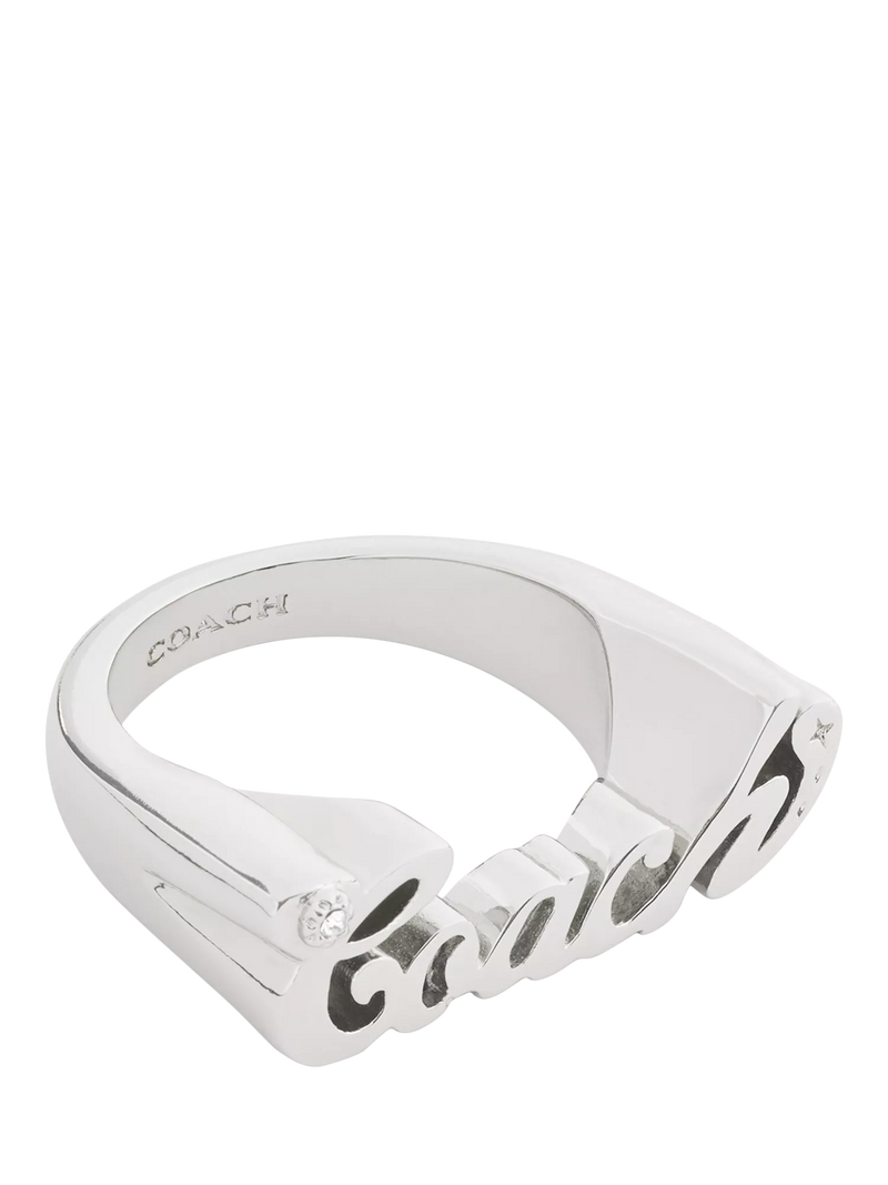 Coach name plate ring rhodium size O - British product