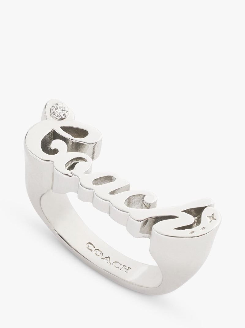 Coach name plate ring rhodium size O - British product