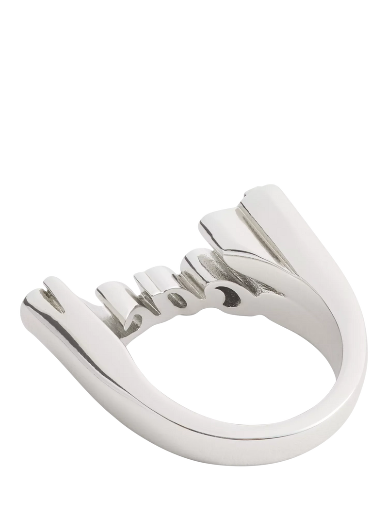 Coach name plate ring rhodium size O - British product