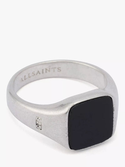 John Lewis AllSaints Sterling Silver Onyx Signet Ring, M- Buy online at McGrocer