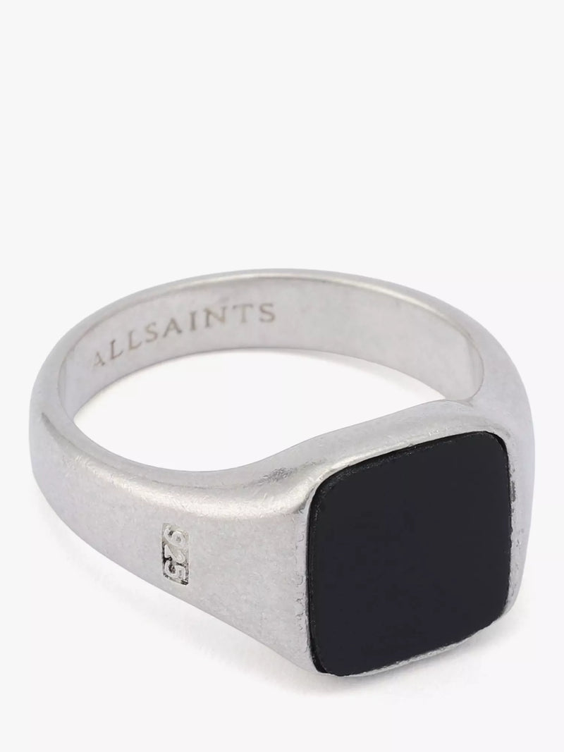 AllSaints sterling silver onyx signet ring medium (British brand)
