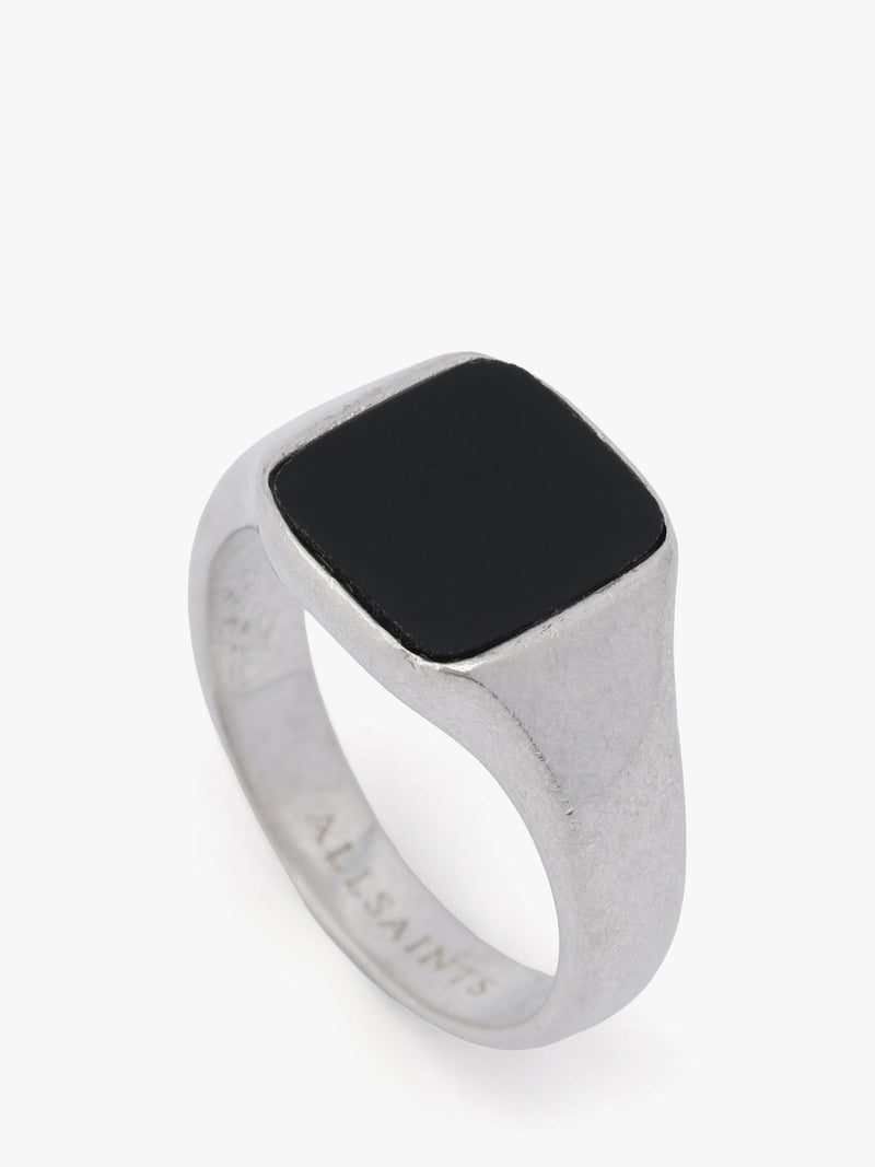 AllSaints sterling silver onyx signet ring medium (British brand)