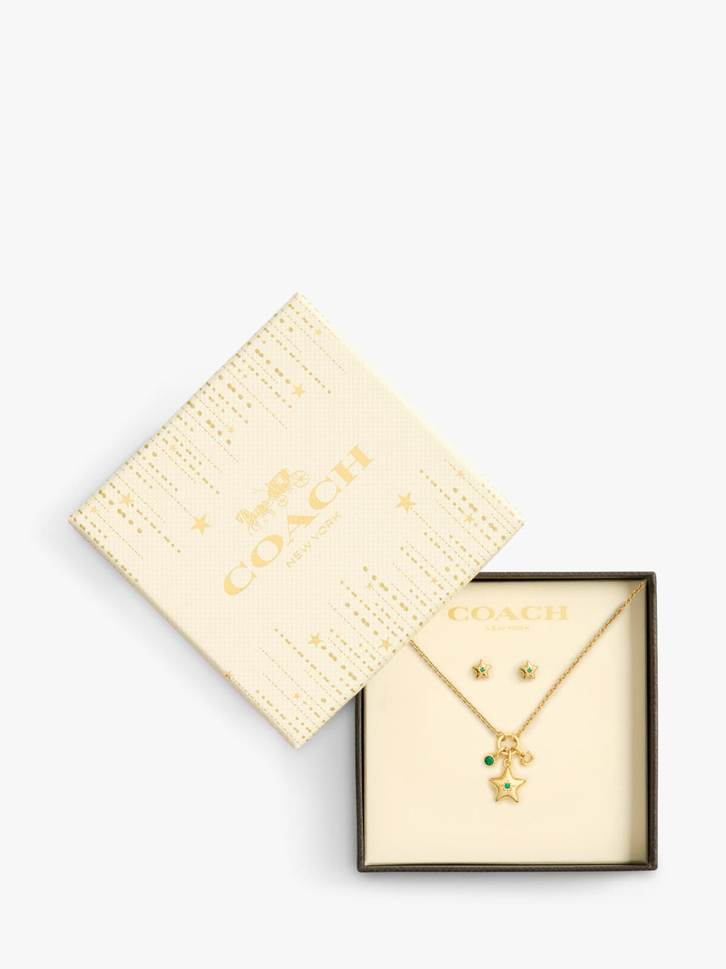 Coach Crystal Star necklace and earrings set gold - British product
