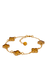 John Lewis Be-Jewelled Baltic Amber Clover Chain Bracelet, Gold/Cognac, 22cm- Buy online at McGrocer