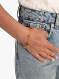 Be-Jewelled Baltic Amber Clover Chain Bracelet Gold/Cognac 22cm - British product