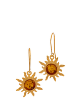 John Lewis Be-Jewelled Baltic Amber Sunburst Earrings Gold/Cognac- Buy online at McGrocer