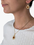 Be-Jewelled Baltic amber sunburst earrings gold cognac - British product