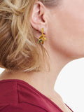Be-Jewelled Baltic amber leaf drop stud earrings in gold multi, UK version