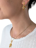 Be-Jewelled Baltic amber leaf drop stud earrings in gold multi, UK version