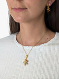 Be-Jewelled Baltic amber leaf pendant necklace gold plated sterling silver, UK version