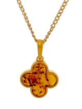 John Lewis Be-Jewelled Baltic Amber Clover Pendant Necklace Gold/Cognac 46cm- Buy online at McGrocer