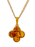 Be-Jewelled Baltic amber clover pendant gold cognac, imported from the UK
