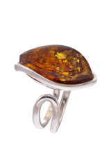 John Lewis Be-Jewelled Baltic Amber Marquise Ring Silver/Cognac- Buy online at McGrocer