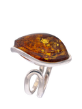 Be-Jewelled Baltic Amber Marquise adjustable ring, UK version