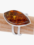 Be-Jewelled Baltic Amber Marquise adjustable ring, UK version