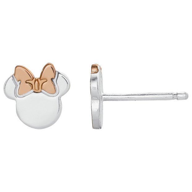 Disney Minnie Mouse stud earrings, rose gold bow, imported from the UK