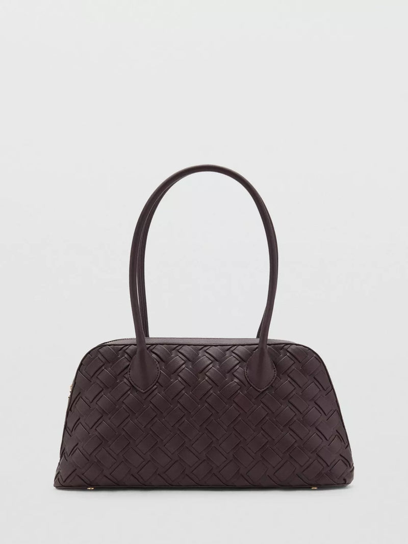 Mango Clavel textured weave bowling bag - (British brand)