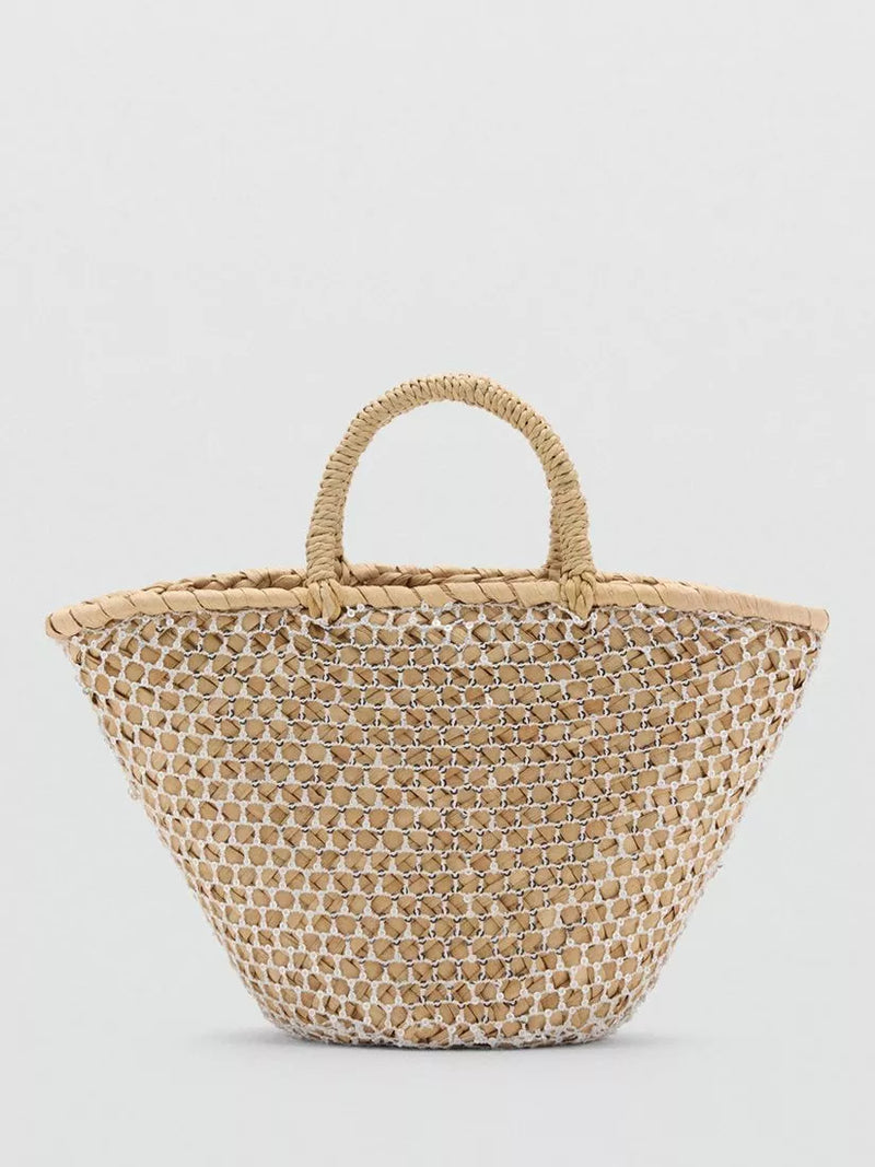 Mango Marcia shopper tote bag straw embellishment, UK version