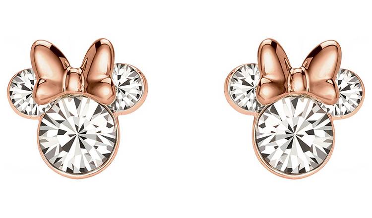 Disney rose gold plated cubic zirconia stud earrings 10mm, imported from the UK