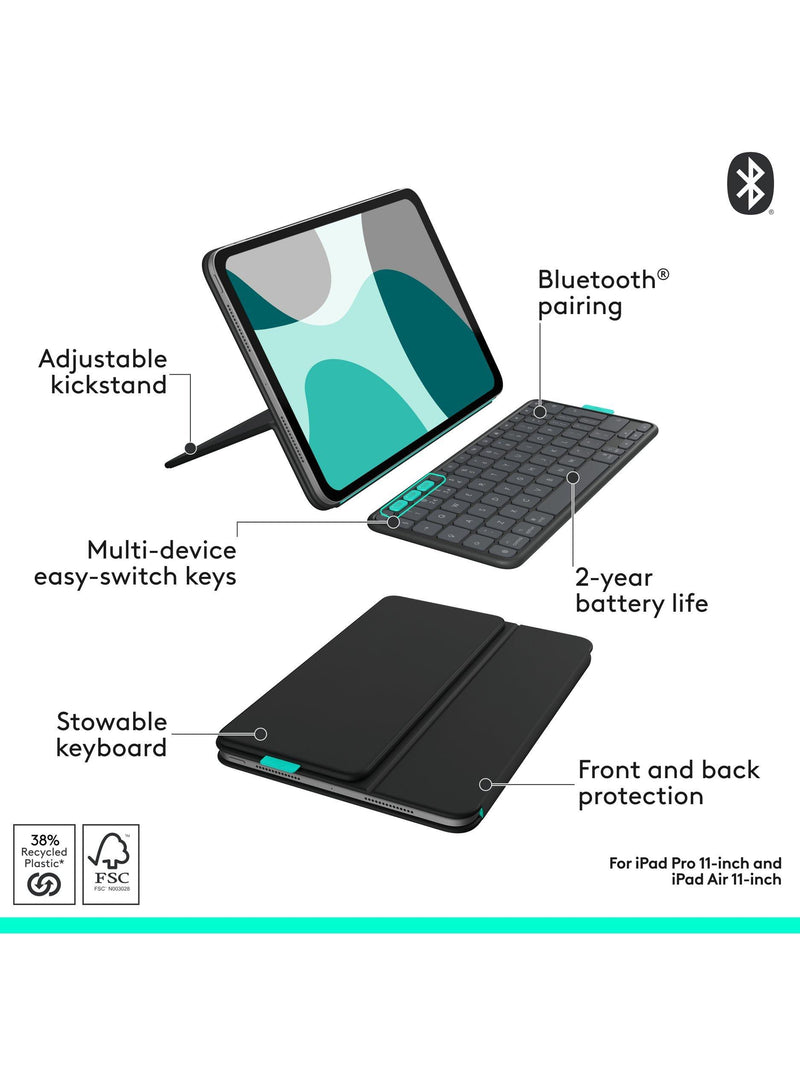 Logitech Flip Folio Graphite case for iPad Air 11 and Pro 11, imported from the UK