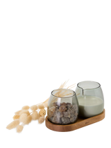 John Lewis AdHoc Glass Milk & Sugar Set with Acacia Wood Coaster- Buy online at McGrocer