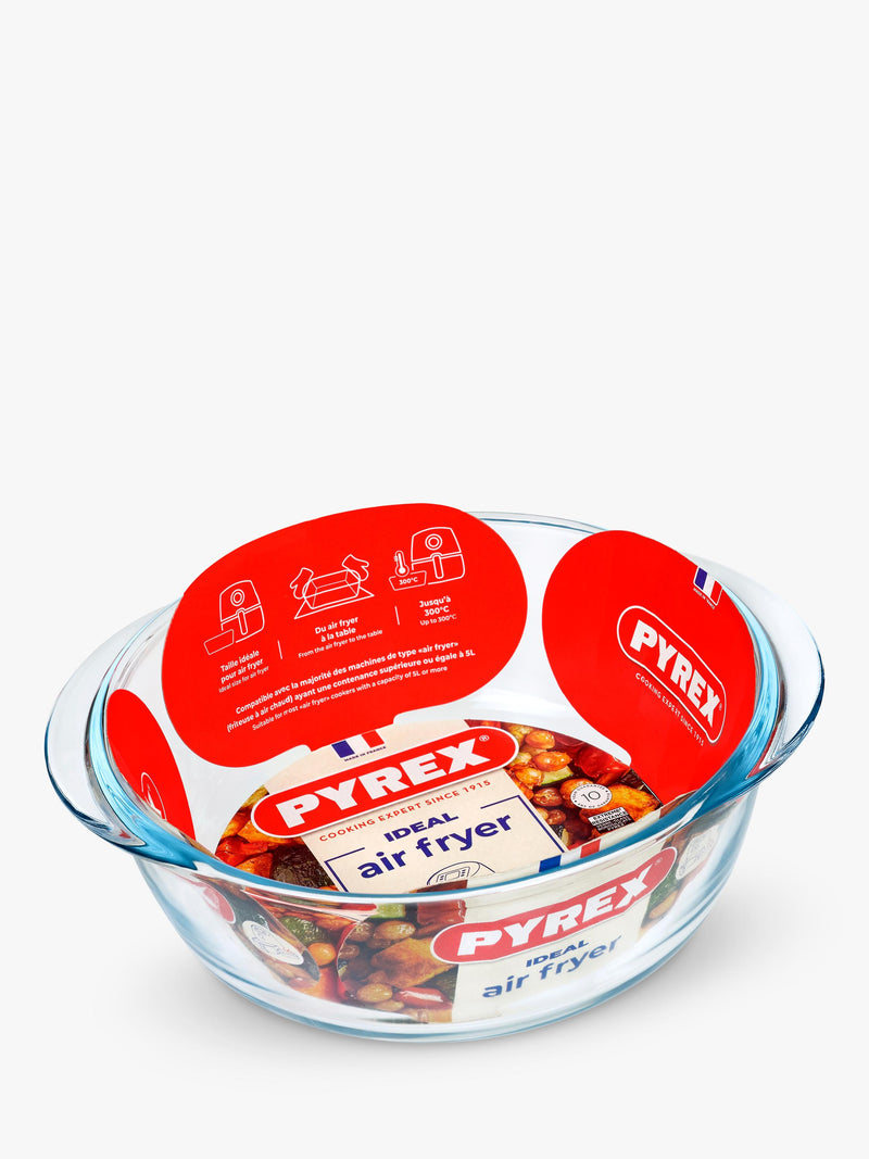 Pyrex glass air fryer dish round clear 18cm - British product