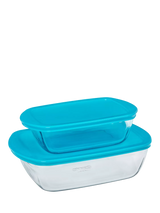 John Lewis Pyrex Cook & Store Glass Ovenware Dish Set Blue 2 Piece- Buy online at McGrocer