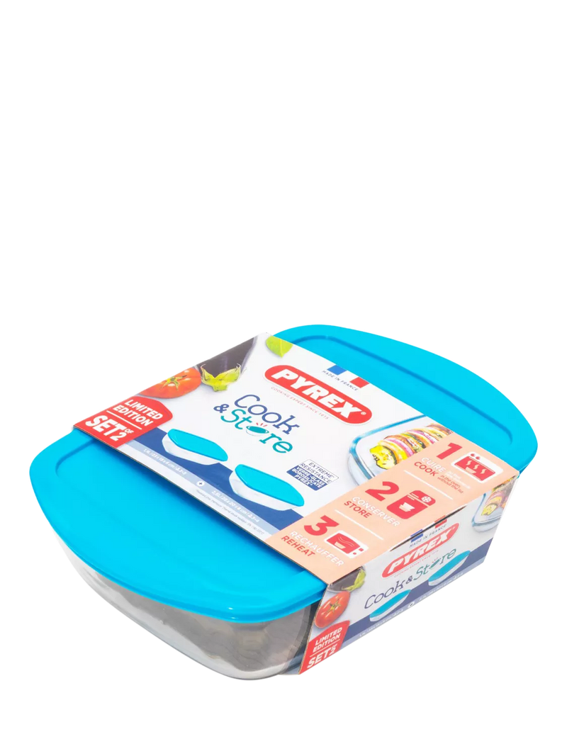 Pyrex glass dish set 2 piece blue - British product