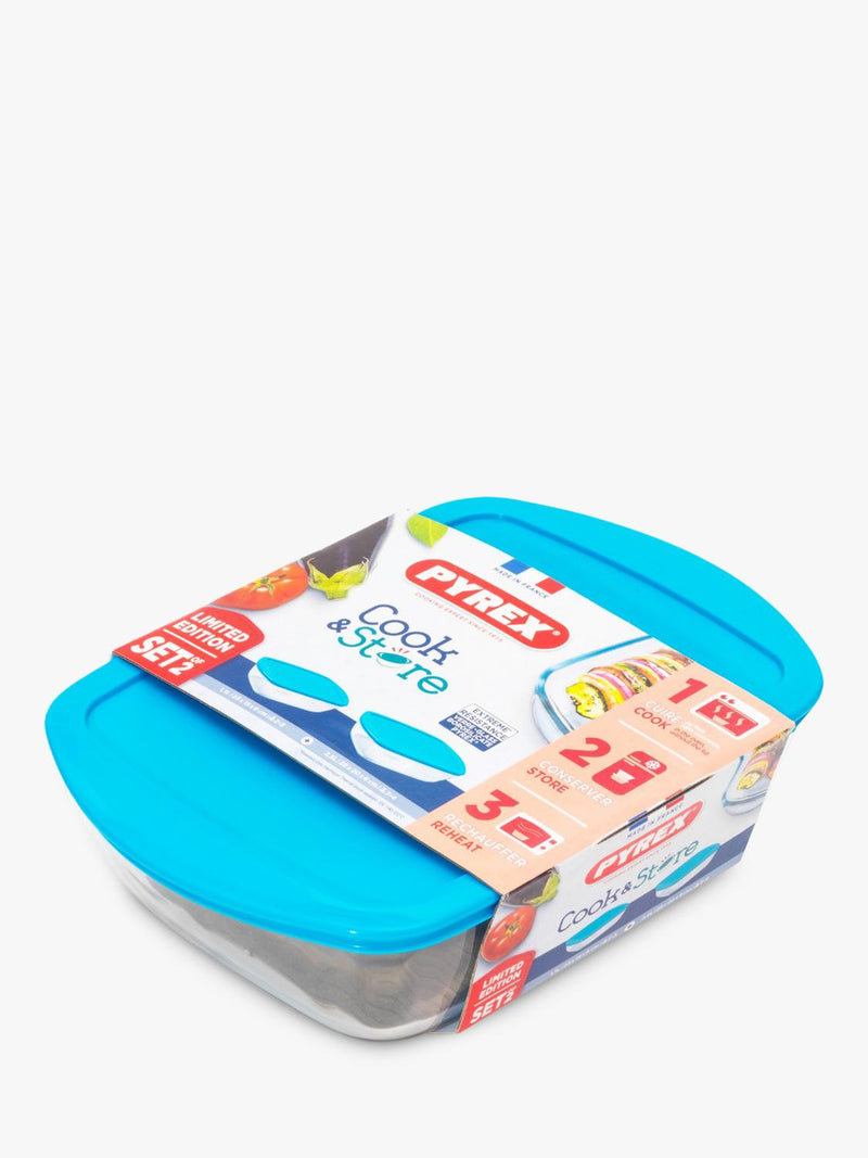 Pyrex glass dish set 2 piece blue - British product