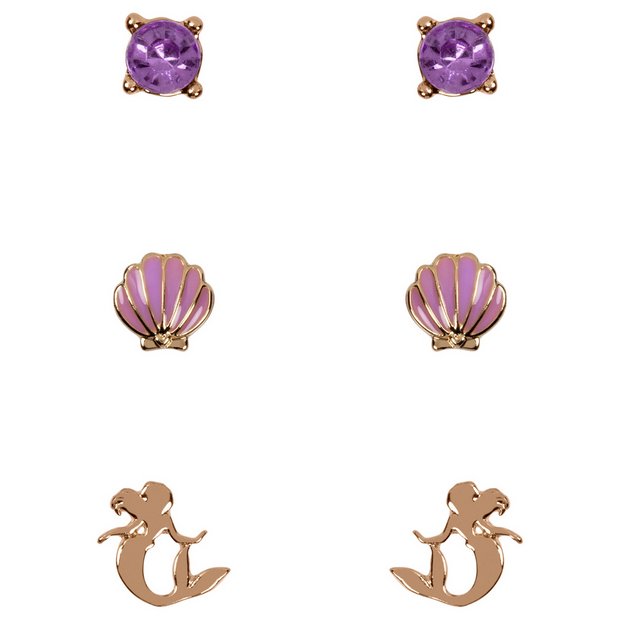 Disney gold purple crystal stud earrings set - British product
