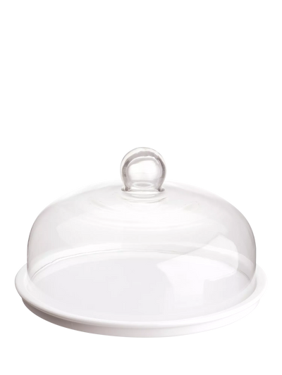John Lewis BIA Porcelain Cake Plate and Glass Dome 28.5cm White/Clear- Buy online at McGrocer