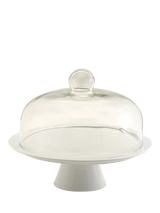 John Lewis BIA Porcelain Cake Stand & Glass Dome 30.5cm White/Clear- Buy online at McGrocer